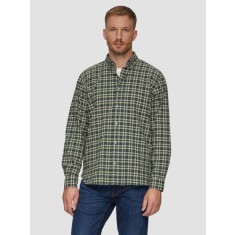Camasa barbati cu maneca lunga, imprimeu in carouri, croiala Regular fit, Verde inchis, M