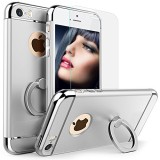 Carcasa Completa telefon Apple Iphone 6 Plus/6S Plus 3in1 Ultrasubtire Silver Matte G Ring + Folie Sticla Securizata, Iphone Case Perfect