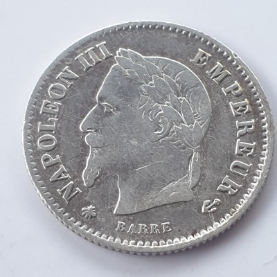 Franța 20 centimes 1867A/Paris argint Napoleon lll foto