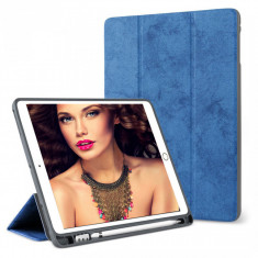 Husa Tableta iPad 9.7&amp;quot; 5Th Generation Pen Holder 2018 IPad Air 5 Suport Pen ofera protectie Lux Jeans Blue foto