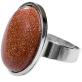 Inel Piatra Soarelui, reglabil pentru mai multe mărimi, otel inoxidabil, piatra ovala 25 mm