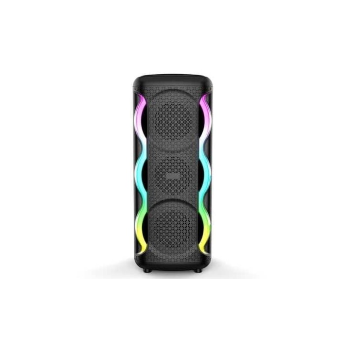 Boxa portabila cu lumini RGB, putere 16W, MP3, USB, bluetooth, TF, acumulator, FM, karaoke, negru