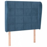 Cumpara ieftin Tablie pat cu aripioare albastru inchis 93x23x118/128cm catifea