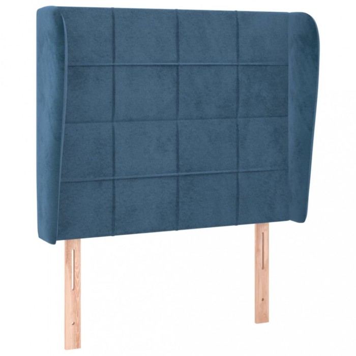 Tablie pat cu aripioare albastru inchis 93x23x118/128cm catifea