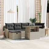 VidaXL Set de canapea de grădină cu 7 piese , cu perne gri deschis din rattan sintetic