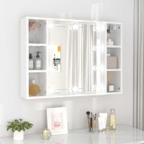 vidaXL Dulap cu oglindă și LED, alb extralucios, 76x15x55 cm 808861