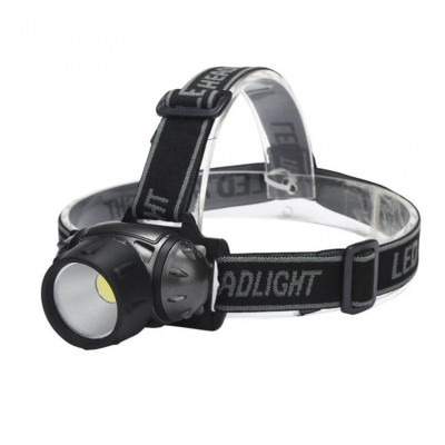 Lanterna cu led COB, lumina alba, culoare negru cu argintiu, rezistenta la apa foto