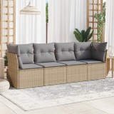 VidaXL Set canapele de grădină, 4 piese, cu perne, bej, poliratan