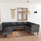 Cumpara ieftin Gossi set mobilier de gradina cu perne, 8 piese, gri, poliratan