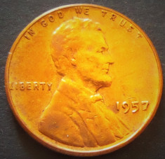 Moneda 1 CENT - SUA, anul 1957 *cod 5023 foto