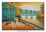 Cumpara ieftin Tablou pictat manual, Peisaj citadin stilizat (2) - 90x60cm ulei pe panza in cutit efect 3D