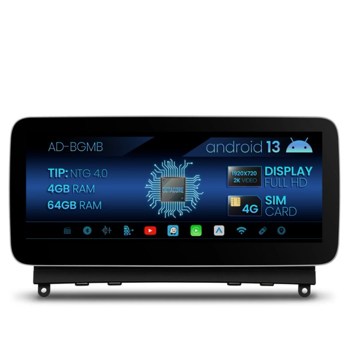 Navigatie Mercedes Benz C-Class W204 (2008-2012), NTG 4.0, Android 13, MB-Octacore, 4GB RAM + 64GB ROM, 12.3 Inch - AD-BGMB1200440+AD-BGRKITMB003