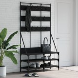 vidaXL Suport de haine cu raft de pantofi, negru, 100x40x184 cm