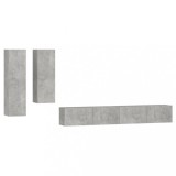 Cumpara ieftin Set dulap TV, 4 piese, gri beton, lemn prelucrat
