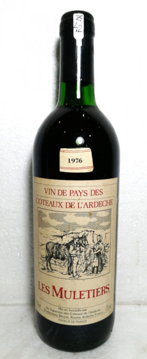 Z 42 - RARITATE vin ROSU LES MULETIERS, recoltare 1976. CL 75, GR 11,5