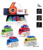 Autobuz Metalic tip Caravană pentru Copii, Mecanism Pull Back, Material Aluminiu/Plastic, 12 Buc./Cutie, Peste 3 Ani