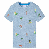 Tricou pentru copii, albastru melanj, 116 GartenMobel Dekor, vidaXL