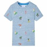 Tricou pentru copii, albastru melanj, 116 GartenMobel Dekor, vidaXL