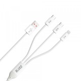 Cablu Incarcare USB-A - Lightning / 2 x USB-C Blueo, 18W, 1.2m, Alb