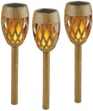 Lampă solară cu flacără din bambus Westfalia, set de 3