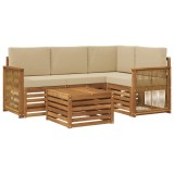 vidaXL Set de canapele de exterior 5 pcs Natural și Bej 3384329