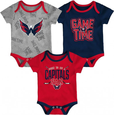 Washington Capitals body de bebeluși 3-pack Game Time S/S Creeper Set - Newborn - 12M foto