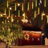 (DL) Instalatie de Craciun, 8 tuburi, 30cm, 144 LED, ploaie de meteoriti, galben Household NewTrend