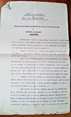 Articol dactilografiat publicat in ziarul Dreptul nr.72 si &amp;amp;4 din 1901 de Grigore Vulturescu foto