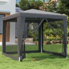 vidaXL Cort de petrecere 4 pere?i din plasa antracit 2,5x2,5 m HDPE foto