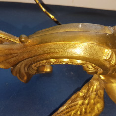 F378-I- Ornament SIRENA vechi gen frontispiciu corabie bronz masiv aurit.