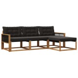 vidaXL Set de canapele de exterior cu pernă 4 pcs Natural și Negru 3381344