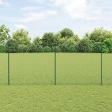 VidaXL &Icirc;mprejmuire cu lanț cu 10 st&acirc;lpi U Verde 1.4x10 m Oțel
