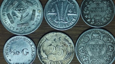 Start colectie argint - set 6 monede argint diferite de pe 6 continente diferite 1874-1963 - foarte frumoase! foto