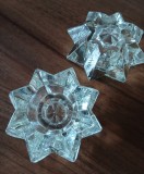 Doua suporturi lumanari sticla Romania Fabrica de sticla decoratiuni in forma de stea