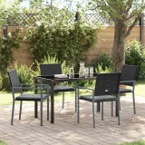 VidaXL Set de masă pentru grădină 5 pcs Negru Rattan poli 3379074