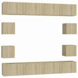 Cumpara ieftin Set de dulapuri TV, 8 piese, stejar sonoma, lemn prelucrat