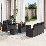 Set Canapea Grădină vidaXL 8 Piese cu Pernuțe Negru Ratan Polyal Acacia