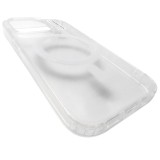 Husa spate transparent cu alb, magnet, colturi intarite, TPU cu plastic, pentru Apple iPhone 14 Pro