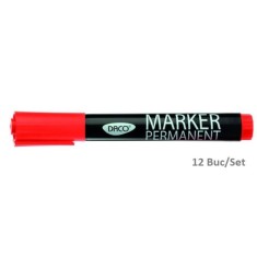 Set 12 Markere Permanente DACO, Rosii, Varf 3 mm, Marker, Marker Rosu, Markere Rosii, Marker cu Cerneala Rosie, Marker Permanent, Markere Permanente, foto