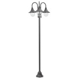 VidaXL St&acirc;lp iluminare grădină, E27, 220 cm, aluminiu, 3 lămpi, bronz