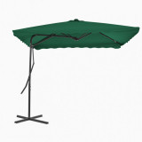 Umbrelă de soare de exterior, st&acirc;lp din oțel, verde, 250x250 cm, vidaXL