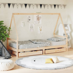 vidaXL Cadru de pat cu sertare de copii, 90x200 cm, lemn masiv pin