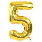 Balon Folie Aniversare Ropet Auriu Cifra 5, 80cm - Decor Petrecere Copii, Baloane Aurii Numerale, Zi de Nastere, Aniversare Speciala