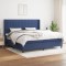 Gossi pat box spring cu saltea, albastru, 200x200 cm, textil