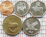 set 5 monede Botswana 5, 10, 25, 50 thebe 1 Pula 1998 - 2007 UNC - A028