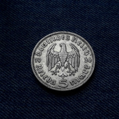 3o - Germania 5 Reichsmark 1936 d, marci germane argint WW2 mark foto