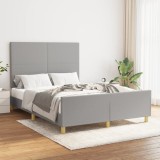 VidaXL Cadru de pat fără saltea, gri deschis, 140x190 cm, textil