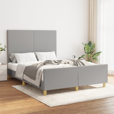 vidaXL Cadru de pat fără saltea, gri deschis, 140x190 cm, textil foto