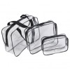 Set 3 Organizatoare Calatorie Avion, Geanta Toaleta Transparenta, Cosmetice Impermeabile, KIK, Diverse Dimensiuni, Fermoar