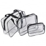 Set 3 Organizatoare Calatorie Avion, Geanta Toaleta Transparenta, Cosmetice Impermeabile, Dimensiuni Diverse